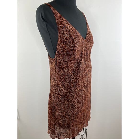 VINTAGE Victoria's Secret Brown Leopard Print Slip V-Neck Camisole Large L VTG - Picture 2 of 7